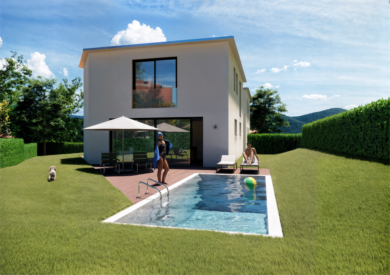 Nuova proprietà in Collina d'Oro: una villa con piscina e due appartamenti