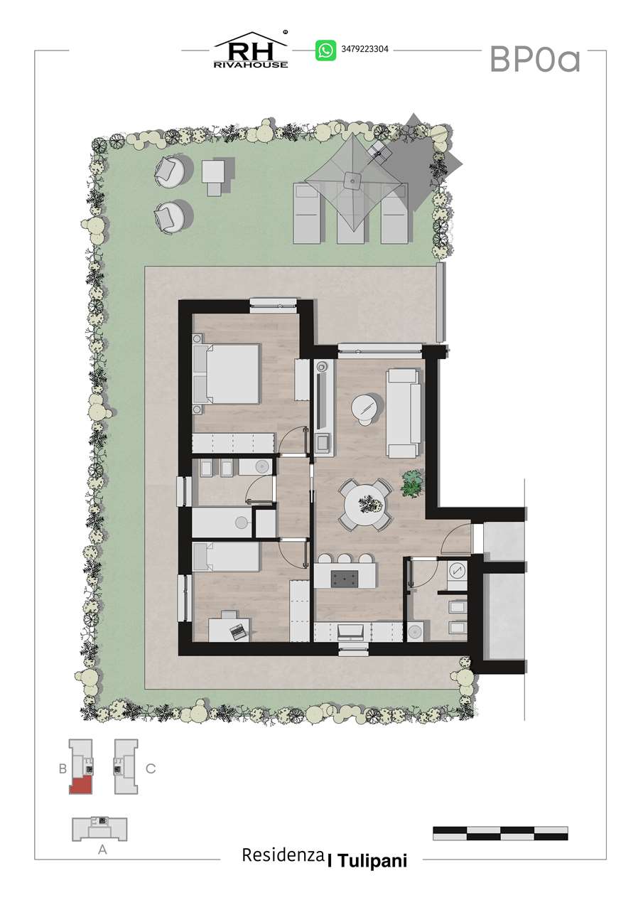 RIF. 44-1-3 - MODERNO TRILOCALE CON GIARDINO