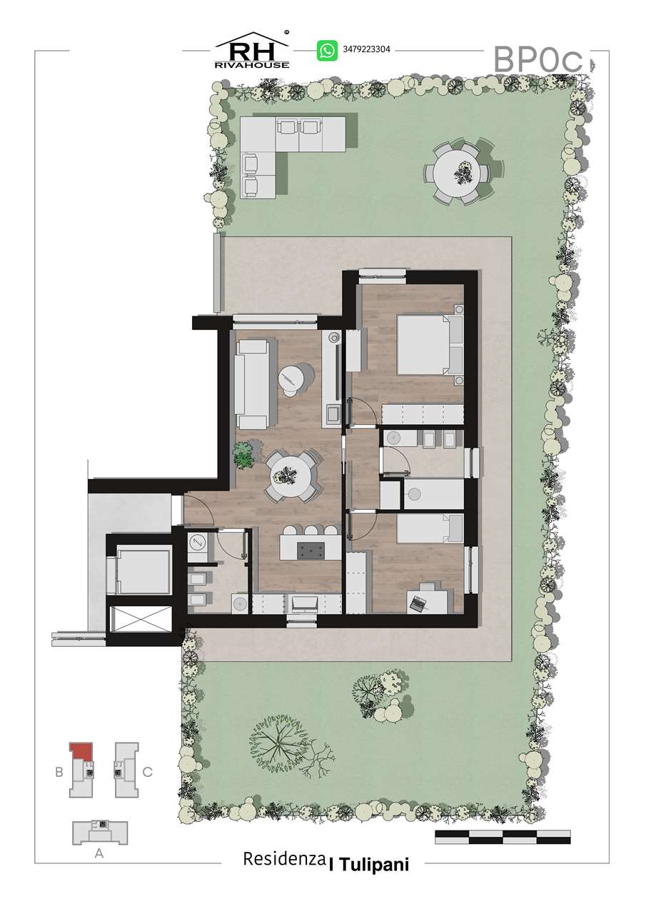 RIF. 44-1-3 - MODERNO TRILOCALE CON GIARDINO
