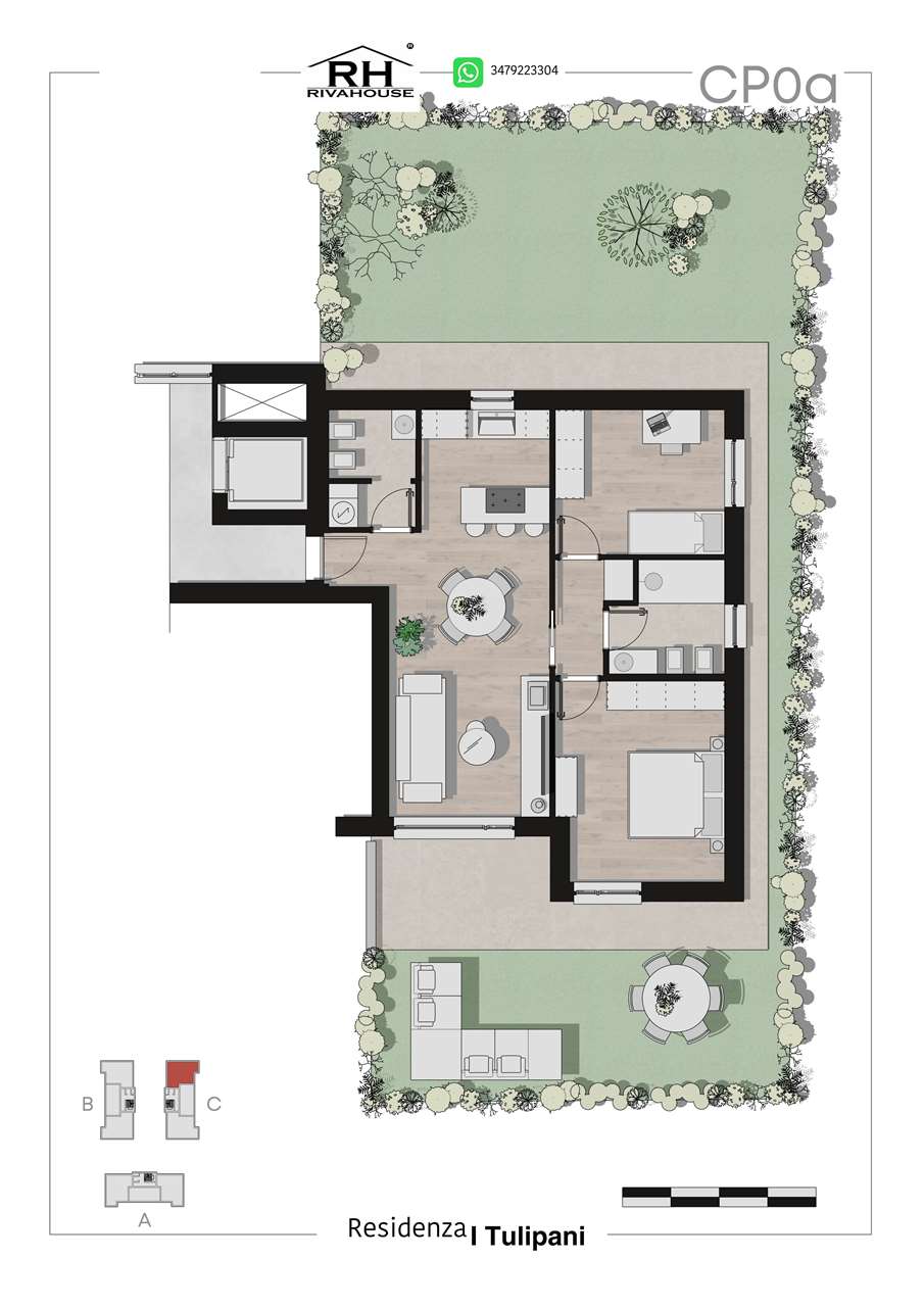 RIF. 44-1-3 - MODERNO TRILOCALE CON GIARDINO