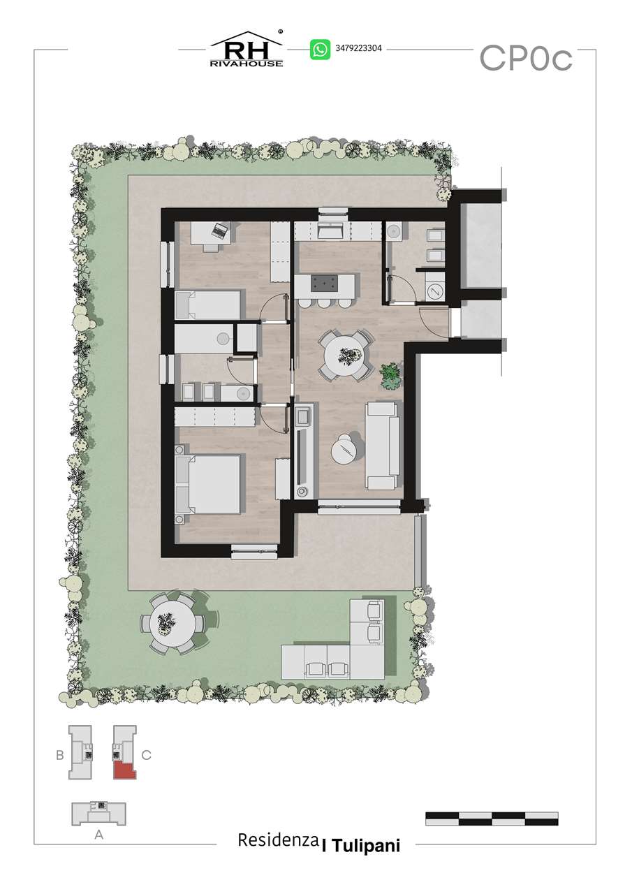 RIF. 44-1-3 - MODERNO TRILOCALE CON GIARDINO
