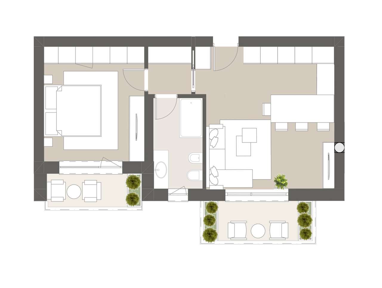NEW TWO-ROOM APARTMENT IN THE CITY CENTER